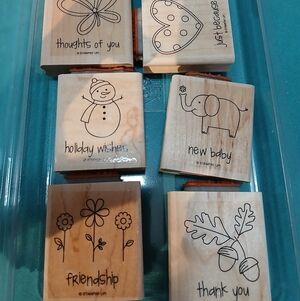 New Stampin' Up! "Just Celebrate" Retired Stamp Set Wood Mount